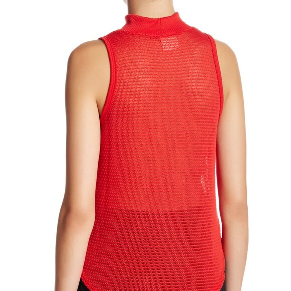 H.I.P. NEW Hi-Lo Trapeze Tank Top Womens Sheer Knit Net RED NWT - Picture 3 of 11